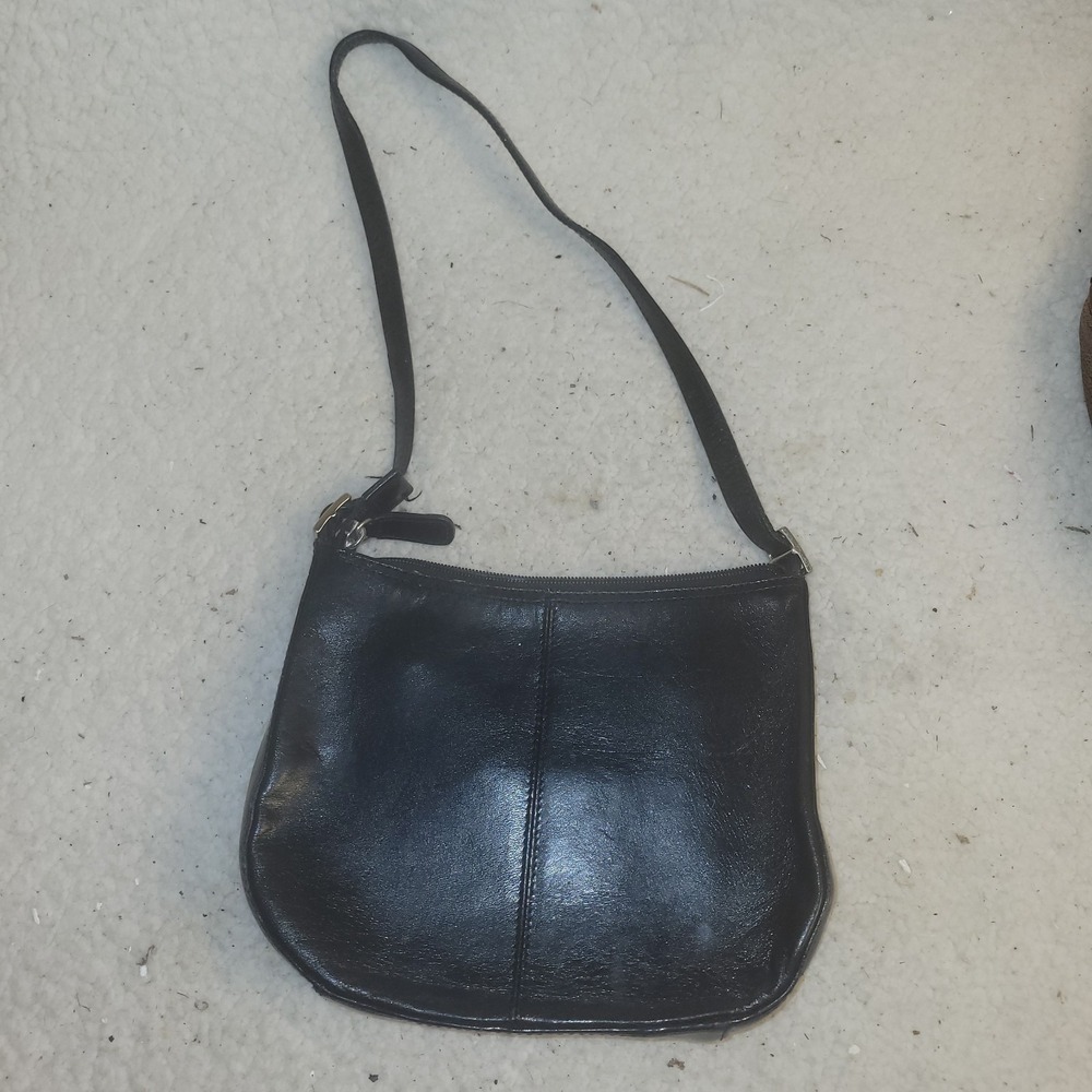 Vintage Fossil Black Leather Shoulder Bag Small‎ Crossbody 1954 Classic...
